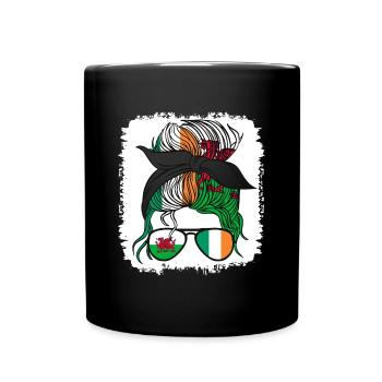 Cymru Half Irish Half Welsh Girl Wales Ireland - Full Colour Mug - black - Front
