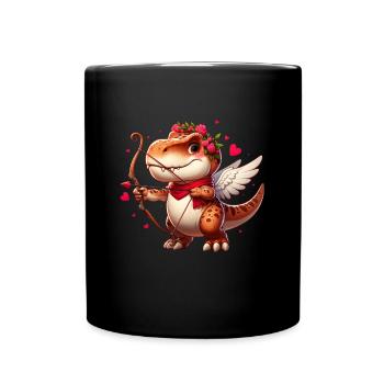 Cupidon T-Rex Saint Valentin dinosaure amour flèche - Mug uni - noir - Devant