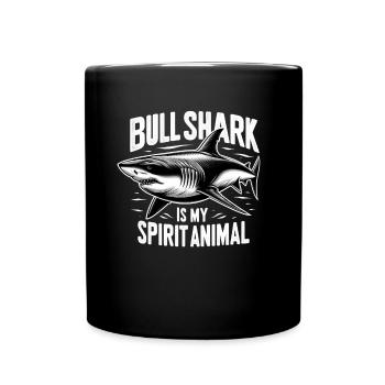 Bullenhai ist mein Geisttier Tauchhaie - Tasse einfarbig - Schwarz - Vorne