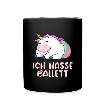 Ich hasse Ballett - dickes Einhorn - Tasse einfarbig - Schwarz - Vorne