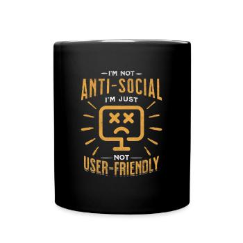 Not Anti-Social, Just Code-Friendly - Tasse einfarbig - Schwarz - Vorne