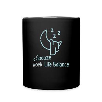Snooze Work-life-balance - Sleeping Pajamas - Full Colour Mug - black - Front