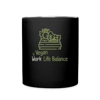 Vegan Work-Life-Balance – Vegetarian Vegetables - Full Colour Mug - black - Front