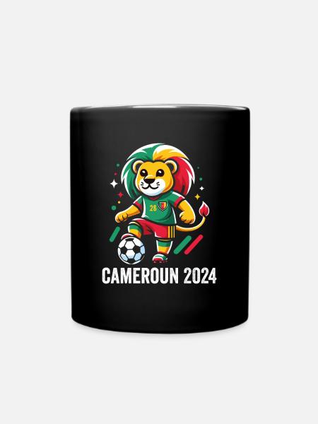Cameroun 2024 Maillot Lion Camerounais Football - Mug uni - noir