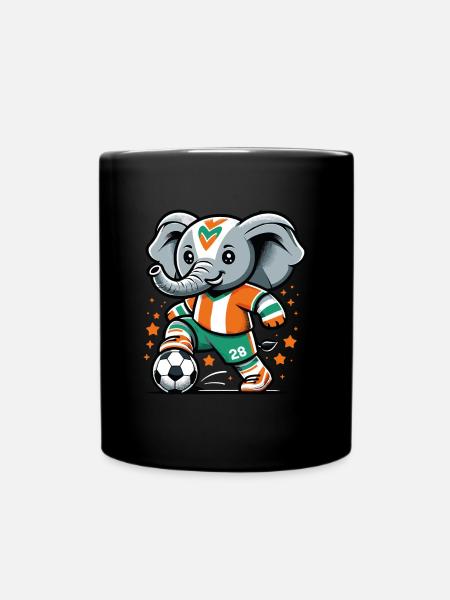 Côte D'ivoire Maillot Éléphant Ivoirien Football - Mug uni - noir