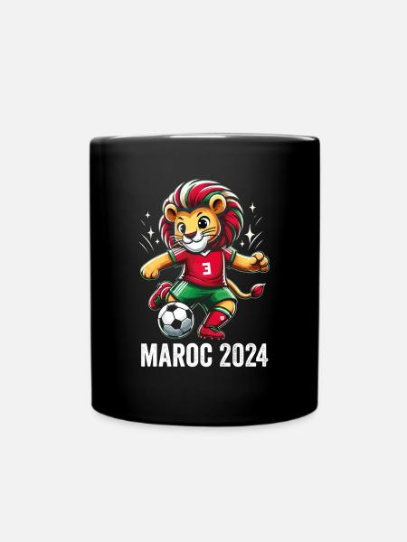 Maroc 2024 Maillot Lion Marocain Supporter Foot - Mug uni - noir