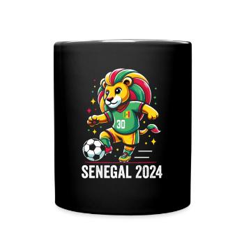 Senegal 2024 Senegalesischer Fußballlöwe Trikot - Tasse einfarbig - Schwarz - Vorne