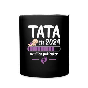 Cadeau Tata Annonce Grossesse Future Tante 2024 - Mug uni - noir - Devant