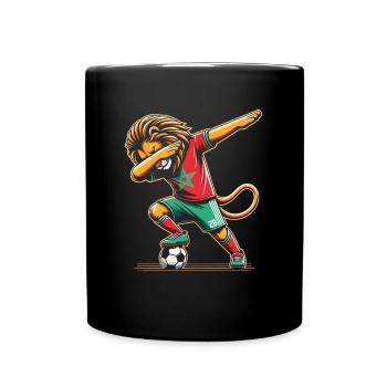 Lion Maroc Foot Cadeau Marocain Marocaine Football - Mug uni - noir - Devant