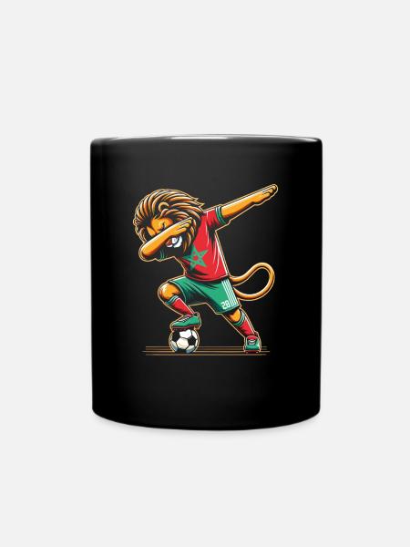 Lion Maroc Foot Cadeau Marocain Marocaine Football - Mug uni - noir