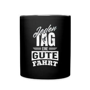 Jeden Tag eine gute Fahrt - Snowboarding Abenteuer - Tasse einfarbig - Schwarz - Vorne