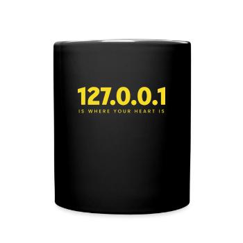 127.0.0.1 – Herz Eines Programmierers - Tasse einfarbig - Schwarz - Vorne