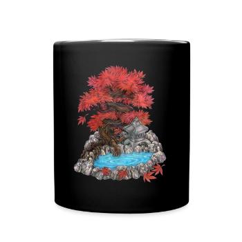 Japanischer Garten Zengarten Illustration Japan - Tasse einfarbig - Schwarz - Vorne