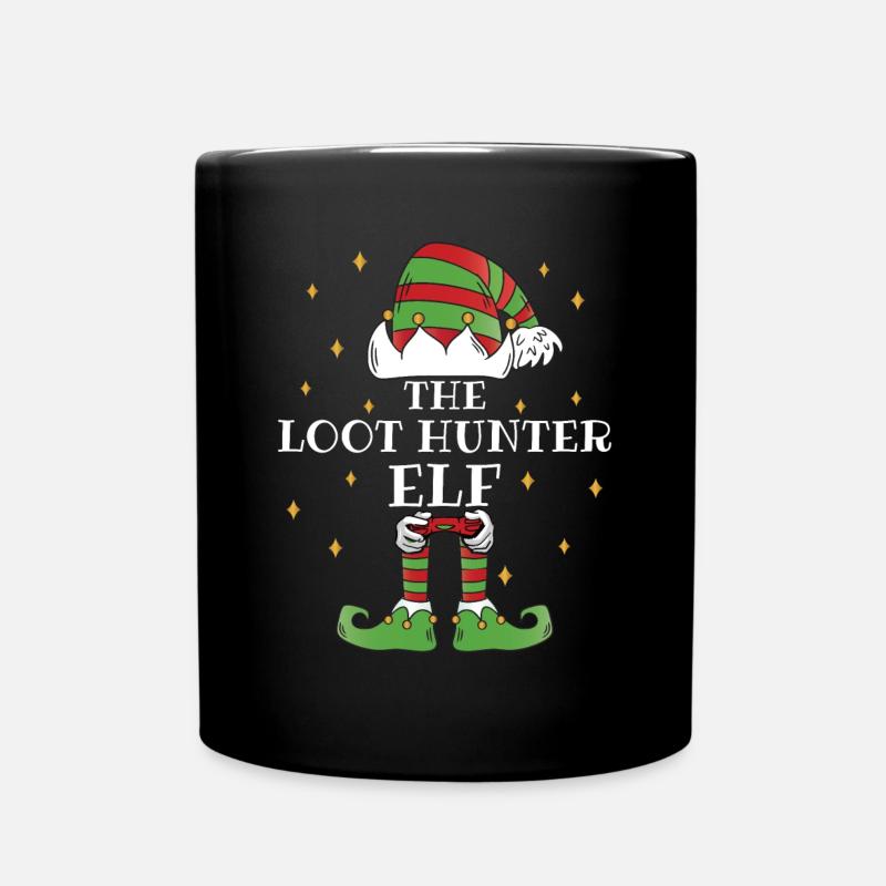 The Loot Hunter Elf – Christmas Quests Are Waiting - Full Colour Mug - black