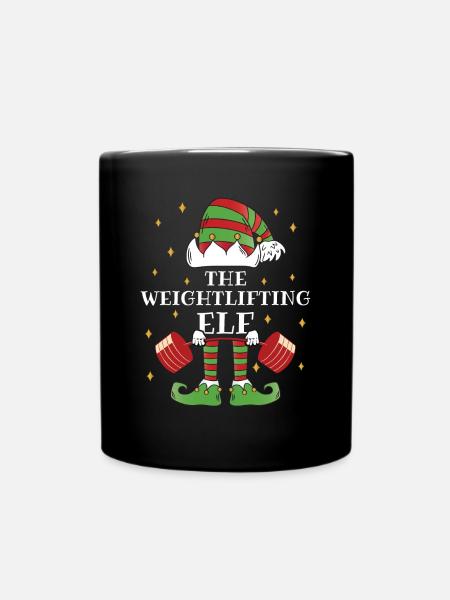 The Weightlifter Elf – Lift the Holiday Cheer - Full Colour Mug - black