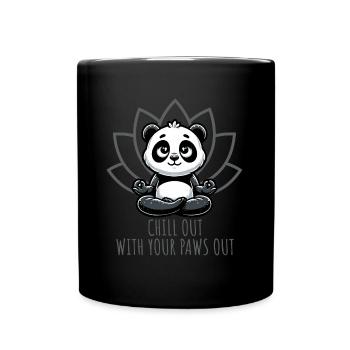 Chill Out With Your Paws Out Panda Yoga - Tasse einfarbig - Schwarz - Vorne