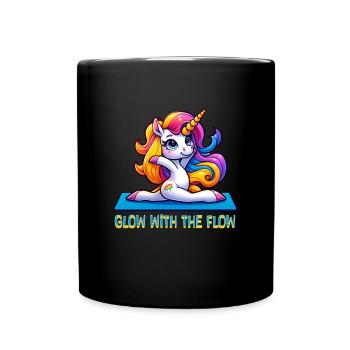 Glow With The Flow Unicorn Yoga - Tasse einfarbig - Schwarz - Vorne