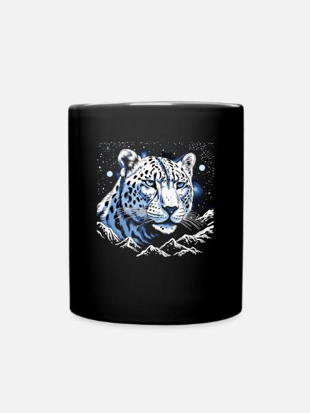 Himmlischer Schneeleopardenwächter - Tasse einfarbig - Schwarz