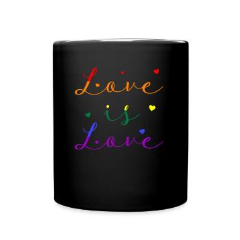 Love is Love, LGBT, Gay, CSD - Tasse einfarbig - Schwarz - Vorne