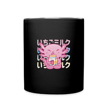 Lustiges Axolotl Trinken - Tasse einfarbig - Schwarz - Vorne