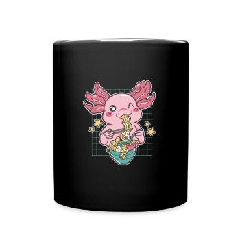 Lustiges Axolotl Ramen - Tasse einfarbig - Schwarz - Vorne