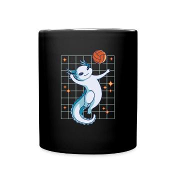 Lustiges Axolotl Basketball - Tasse einfarbig - Schwarz - Vorne