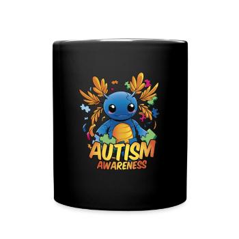 Lustiges Axolotl Autismus - Tasse einfarbig - Schwarz - Vorne