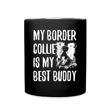 Border Collie Dad Mom Love - Tasse einfarbig - Schwarz - Vorne