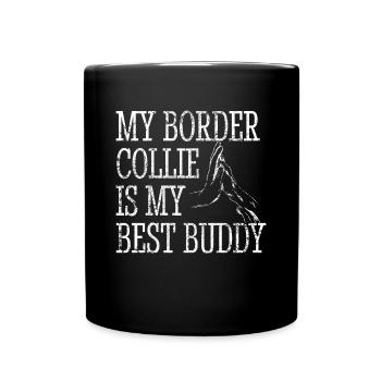 Border Collie papa maman Canine Design - Mug uni - noir - Devant