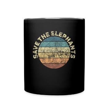 Elefant Spirituelles Tier in Retro Vintage Optik - Tasse einfarbig - Schwarz - Vorne