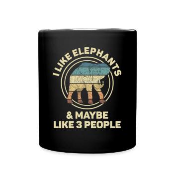 Elefant Spirit Tier Liebe Vintage Design - Tasse einfarbig - Schwarz - Vorne