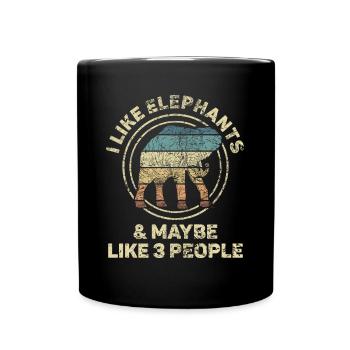 Éléphant Animal amour Design Vintage - Mug uni - noir - Devant