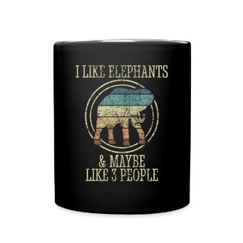 Éléphant Animal amour Design Vintage - Mug uni - noir - Devant