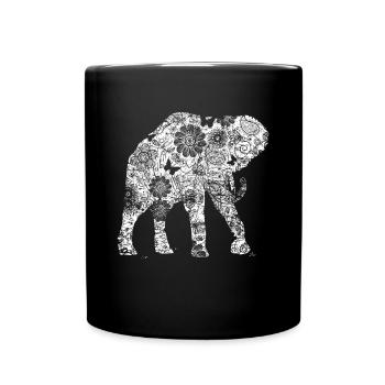 d’éléphant Animal Rétro Vintage Design - Mug uni - noir - Devant