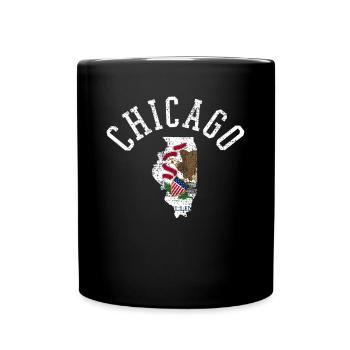 Chicago USA Flag Patriotic Design - Full Colour Mug - black - Front