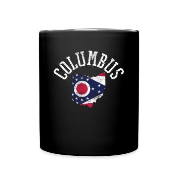 Patriotic Acolumbus Usa Flag Design - Full Colour Mug - black - Front