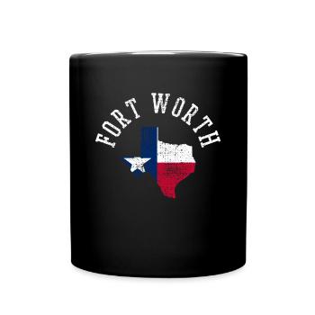 Fort Worth Home State USA Flag Patriotic - Full Colour Mug - black - Front