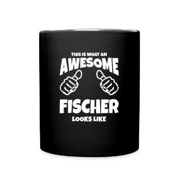This is what a cool fisherman family looks like - Full Colour Mug - black - Front
