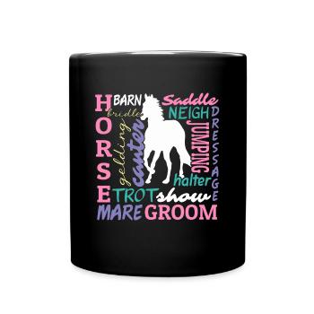 Équestre Love Horse Racing Horse Head Dictons - Mug uni - noir - Devant