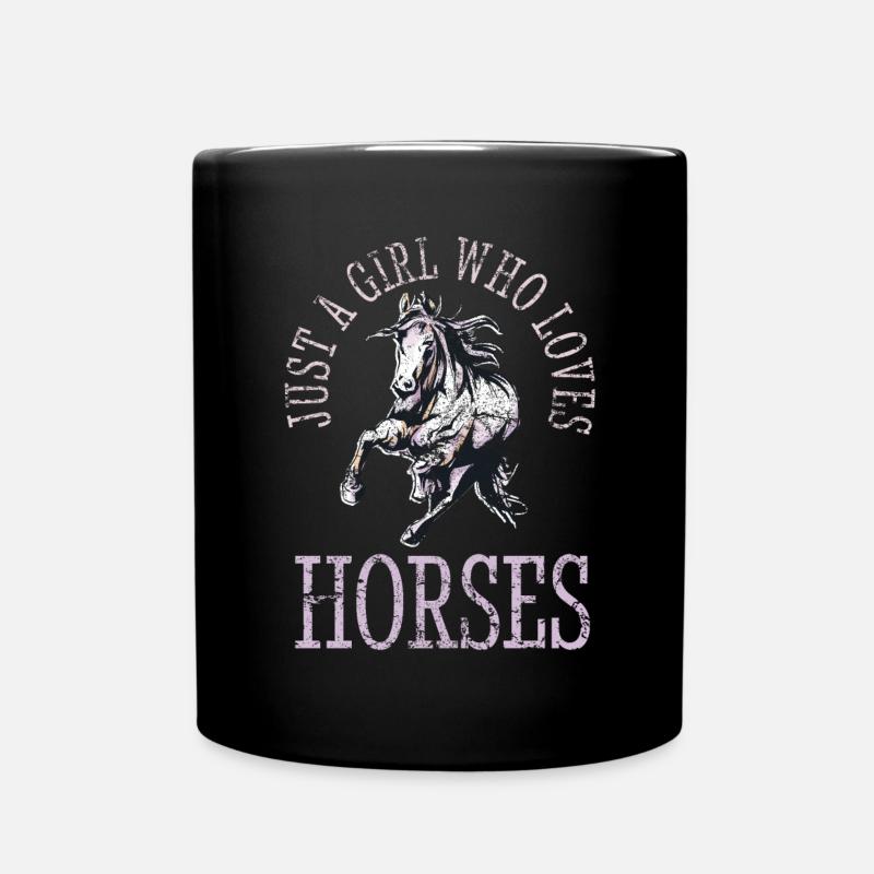 Horse Fan Racing Riding Head Sayings Farm Barn - Tasse einfarbig - Schwarz