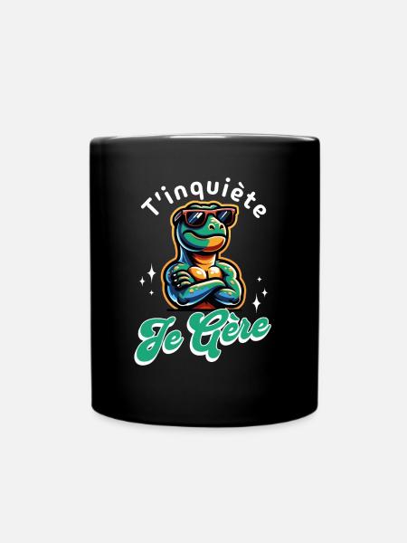 Don't worry I manage T-rex Cool Dinosaur Gift - Full Colour Mug - black