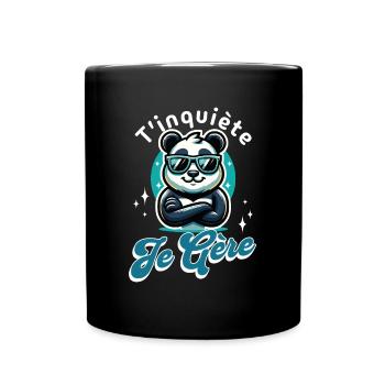 Keine Sorge, ich schaffe Panda cooles Geschenk Humor - Tasse einfarbig - Schwarz - Vorne