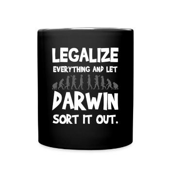 Evolutionärer Geschichtshumor Legalize It Design - Tasse einfarbig - Schwarz - Vorne