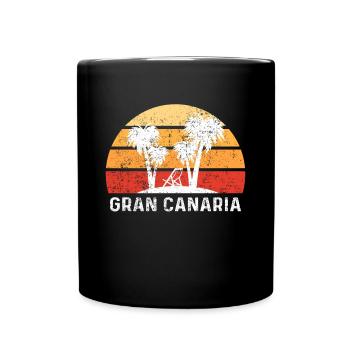 Gran Canaria Paradise Palm Trees Sunny Getaway - Full Colour Mug - black - Front