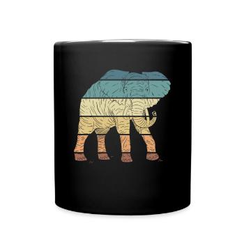 Elephant Spirit Animal Retro Vintage Design - Full Colour Mug - black - Front