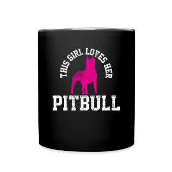 Des œuvres d’art uniques pour les filles tenant leur pitbull - Mug uni - noir - Devant