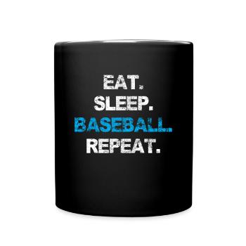 Manger dormir Baseball Receveur répété Lanceur à la maison - Mug uni - noir - Devant