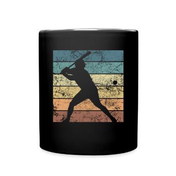 Coole Baseball Retro Evolution Lustige Sport - Tasse einfarbig - Schwarz - Vorne
