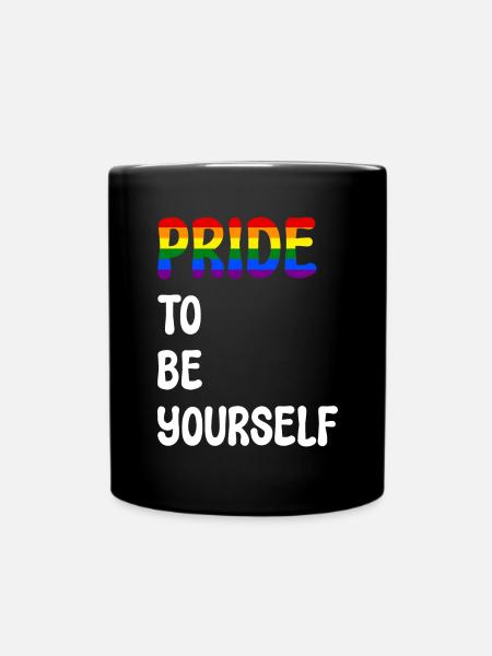LGBTQ Pride Embrace Lesbian Gay Homosexual - Full Colour Mug - black