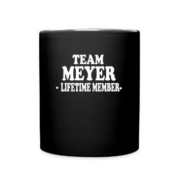 Meyer Team Lebenslang Mitglied Geschenkidee - Tasse einfarbig - Schwarz - Vorne